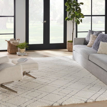 Nourison Luxuriöser Shag Ultra Plüschflor Abstrakter Geometrischer Flächenteppich