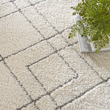 Nourison Luxuriöser Shag Ultra Plüschflor Abstrakter Geometrischer Flächenteppich