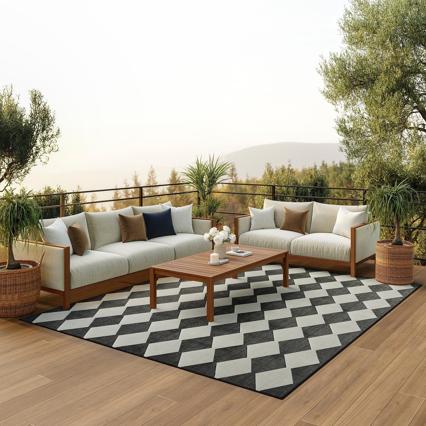 Nourison Positano Geometrischer Teppich für drinnen und draußen