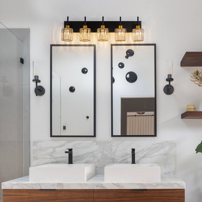 Moderne dimmbare Kristall-Badezimmer-Wandleuchten mit Waschtischleuchten und Kristallschirmen