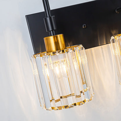 Moderne dimmbare Kristall-Badezimmer-Wandleuchten mit Waschtischleuchten und Kristallschirmen