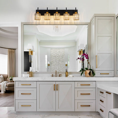Moderne dimmbare Kristall-Badezimmer-Wandleuchten mit Waschtischleuchten und Kristallschirmen