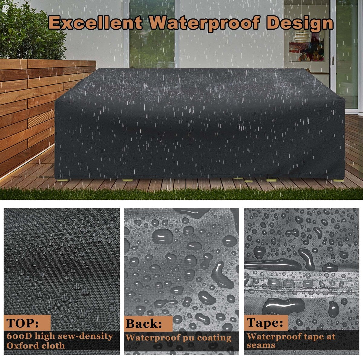 Wasserdichte Abdeckung für Terrassenmöbel-Sets, Abdeckung für Sofagarnituren im Freien