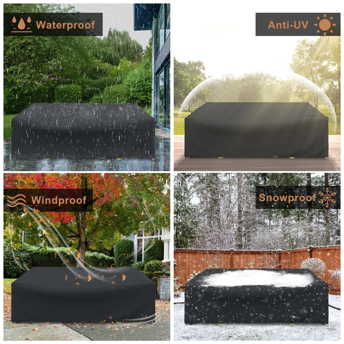 Wasserdichte Abdeckung für Terrassenmöbel-Sets, Abdeckung für Sofagarnituren im Freien