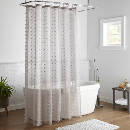 Nanshing Payton Duschvorhang mit Pom Pom-Pom-Muster und Knopfloch