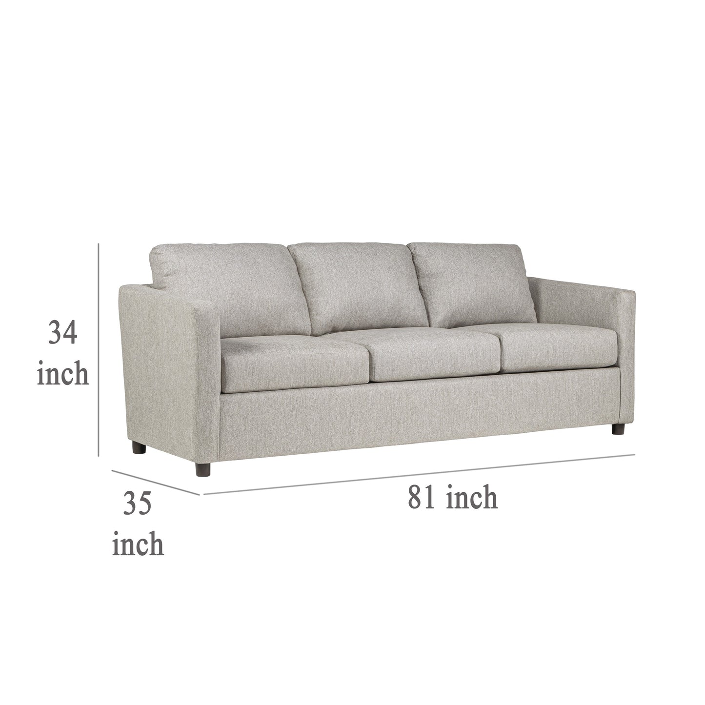 Piasa Sofa, Transitional Light Beige Polyester and Solid Wood, 81 Inch