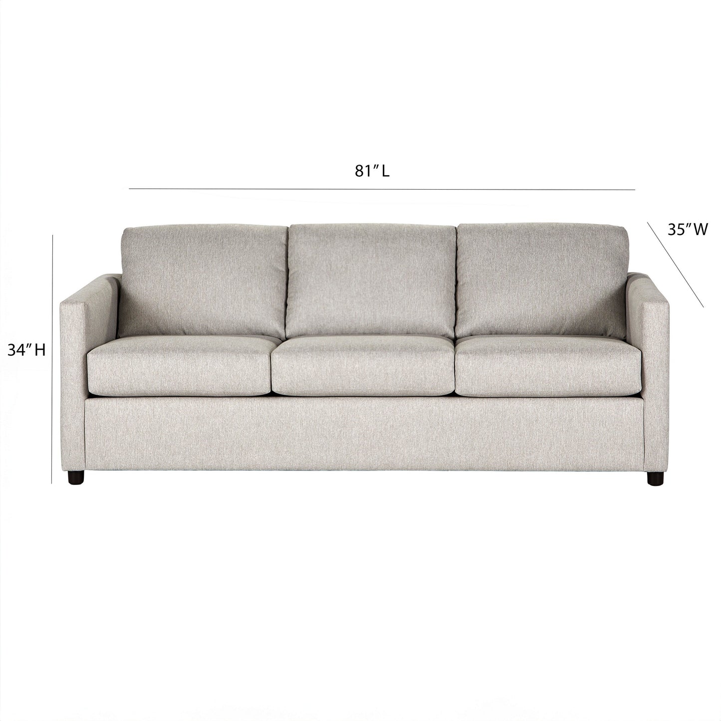 Piasa Sofa, Transitional Light Beige Polyester and Solid Wood, 81 Inch