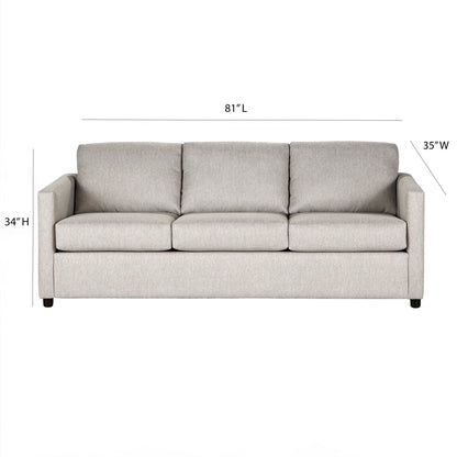 Piasa Sofa, Transitional Light Beige Polyester and Solid Wood, 81 Inch