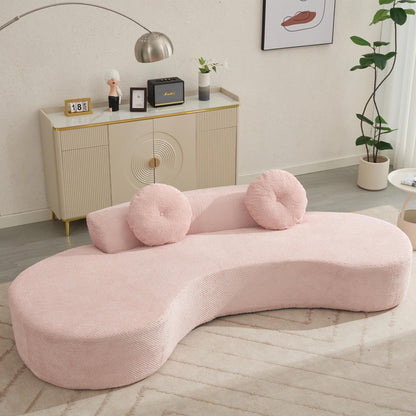 Rosa Cord-Wolkensofa mit Kissen