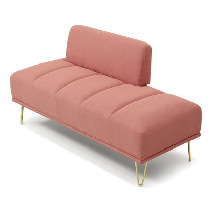 Pink Modern 56.3 Upholstered Loveseat End of Bed Bench with Gold Metal Legs for Bedroom