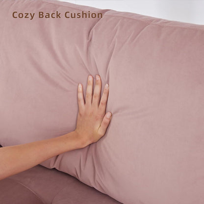 Modernes 3-Sitzer-Sofa aus Stoff in Rosa, 188 cm, mit Aufbewahrungstaschen, hochdichten Schaumstoffkissen, Beinen aus Massivholz