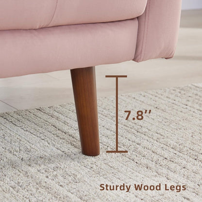 Modernes 74''-Stoffsofa in Rosa mit Aufbewahrungstaschen und Schaumstoffkissen