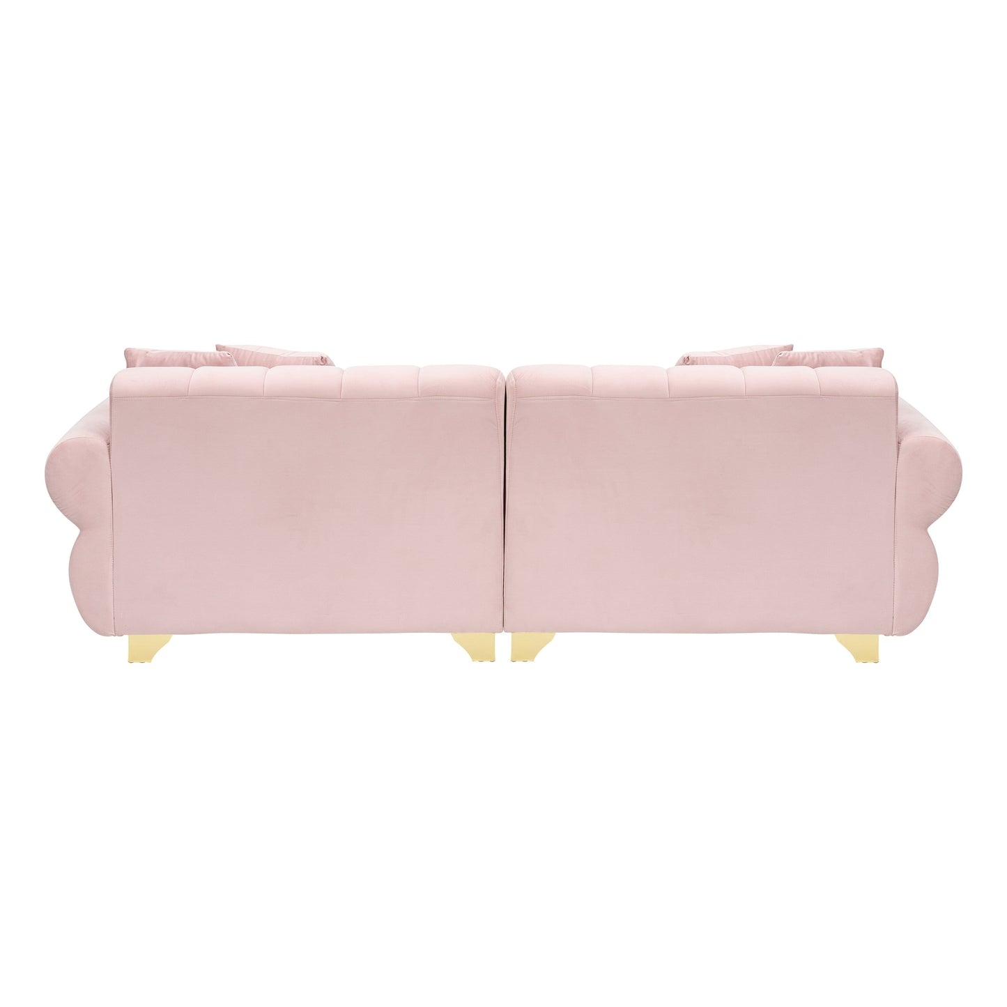 Pink Modern 89 Velvet 3-seater Sofa with Spring-Wrapped Cushions and Metal Feet for Living Room