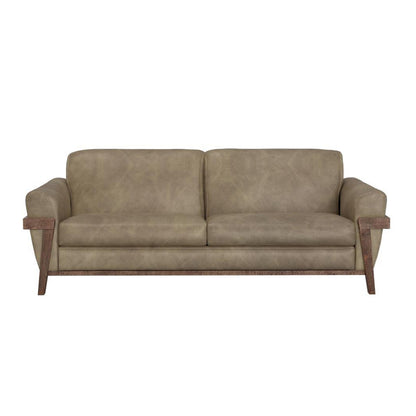 Pola Sofa, 95 Inch, 2 Throw Pillows, Modern Neutral Brown Polyester