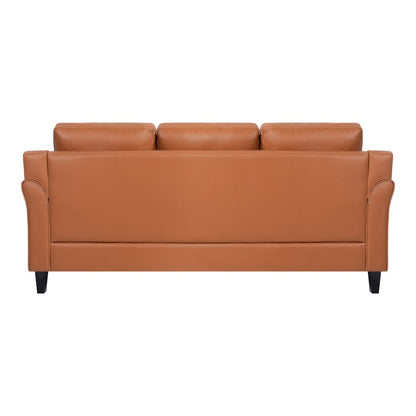 Stylish Sofa Combo: Chesterfield Sofa with Rolled Arms and Button Tufted Flared Arms Microfiber Couch for Small Spaces