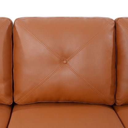 Stylish Sofa Combo: Chesterfield Sofa with Rolled Arms and Button Tufted Flared Arms Microfiber Couch for Small Spaces