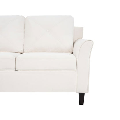 Stylish Sofa Combo: Chesterfield Sofa with Rolled Arms and Button Tufted Flared Arms Microfiber Couch for Small Spaces