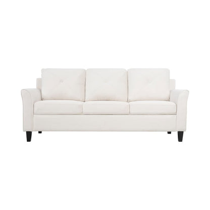 Stylish Sofa Combo: Chesterfield Sofa with Rolled Arms and Button Tufted Flared Arms Microfiber Couch for Small Spaces