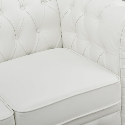 Stylish Sofa Combo: Chesterfield Sofa with Rolled Arms and Button Tufted Flared Arms Microfiber Couch for Small Spaces