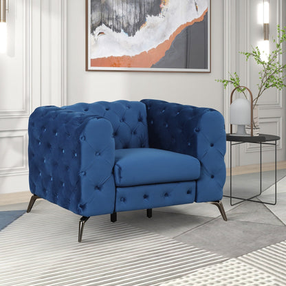 Roomfitters 3-Piece Velvet Upholstered Sofa Set with Sturdy Metal Legs, Includes Three-Seat Sofa, Loveseat, and Single Chair