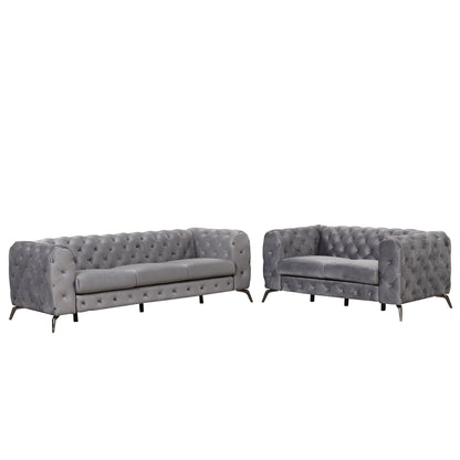 Roomfitters 3-Piece Velvet Upholstered Sofa Set with Sturdy Metal Legs, Includes Three-Seat Sofa, Loveseat, and Single Chair