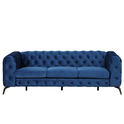 Roomfitters 3-Piece Velvet Upholstered Sofa Set with Sturdy Metal Legs, Includes Three-Seat Sofa, Loveseat, and Single Chair