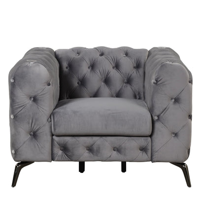 Roomfitters 3-Piece Velvet Upholstered Sofa Set with Sturdy Metal Legs, Includes Three-Seat Sofa, Loveseat, and Single Chair