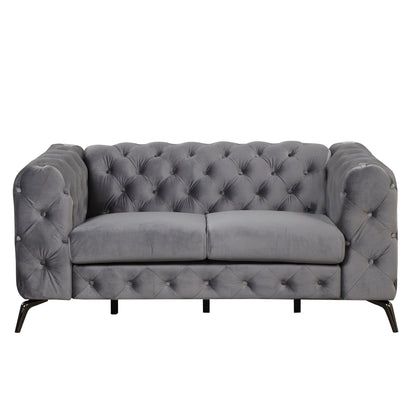 Roomfitters 3-Piece Velvet Upholstered Sofa Set with Sturdy Metal Legs, Includes Three-Seat Sofa, Loveseat, and Single Chair