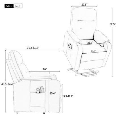 Roomfitters Massage Recliner Chair Electric Power Lift Chairs with Side Pocket, Adjustable Massage and Heating Function