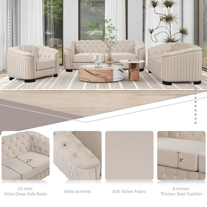 Roomfitters Velvet Upholstered Accent Sofa, Single Sofa Chair with Removable Seat Cushion for Modern Living Room, Bedroom