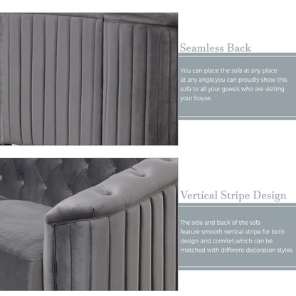 Roomfitters Velvet Upholstered Accent Sofa, Single Sofa Chair with Removable Seat Cushion for Modern Living Room, Bedroom