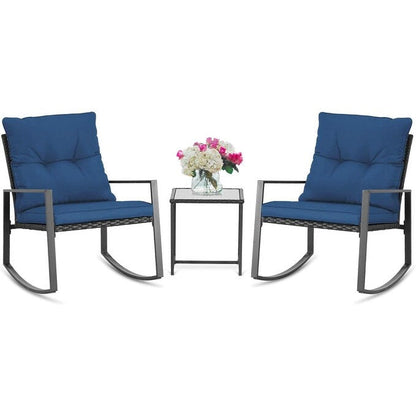 SUNCROWN 3-teiliges Schaukel-Bistro-Set aus schwarzem Metall für die Terrasse