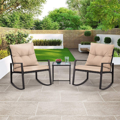 SUNCROWN 3-teiliges Schaukel-Bistro-Set aus schwarzem Metall für die Terrasse