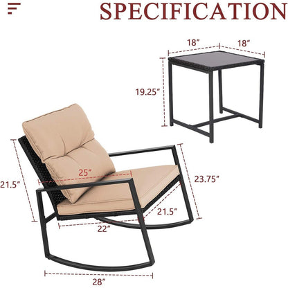 SUNCROWN 3-teiliges Schaukel-Bistro-Set aus schwarzem Metall für die Terrasse