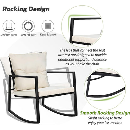 SUNCROWN 3-teiliges Schaukel-Bistro-Set aus schwarzem Metall für die Terrasse