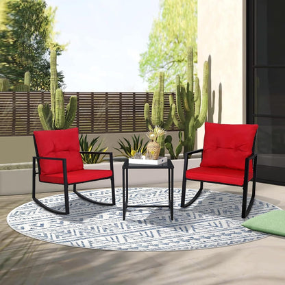 SUNCROWN 3-teiliges Schaukel-Bistro-Set aus schwarzem Metall für die Terrasse