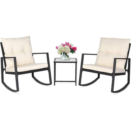 SUNCROWN 3-teiliges Schaukel-Bistro-Set aus schwarzem Metall für die Terrasse