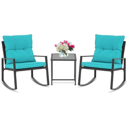 SUNCROWN 3-teiliges Schaukel-Bistro-Set aus schwarzem Metall für die Terrasse