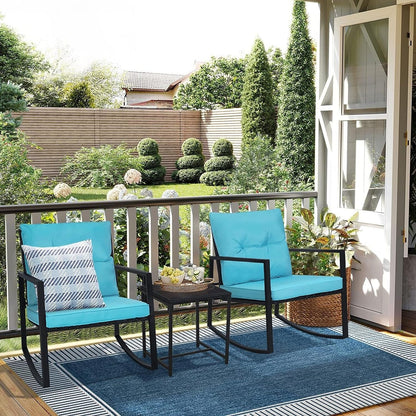 SUNCROWN 3-teiliges Schaukel-Bistro-Set aus schwarzem Metall für die Terrasse