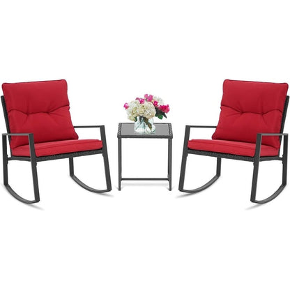 SUNCROWN 3-teiliges Schaukel-Bistro-Set aus schwarzem Metall für die Terrasse