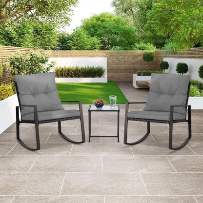 SUNCROWN 3-teiliges Schaukel-Bistro-Set aus schwarzem Metall für die Terrasse