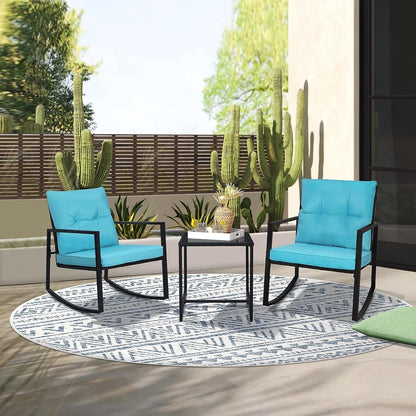 SUNCROWN 3-teiliges Schaukel-Bistro-Set aus schwarzem Metall für die Terrasse