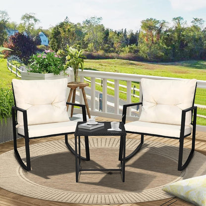 SUNCROWN 3-teiliges Schaukel-Bistro-Set aus schwarzem Metall für die Terrasse