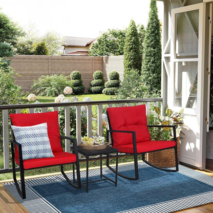 SUNCROWN 3-teiliges Schaukel-Bistro-Set aus schwarzem Metall für die Terrasse