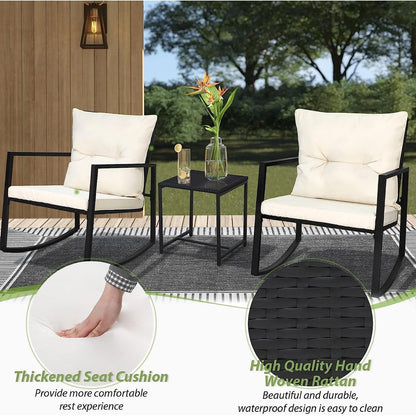 SUNCROWN 3-teiliges Schaukel-Bistro-Set aus schwarzem Metall für die Terrasse