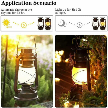 2 PCS Solar Flackernde Flamme LED Vintage Hängende Laterne
