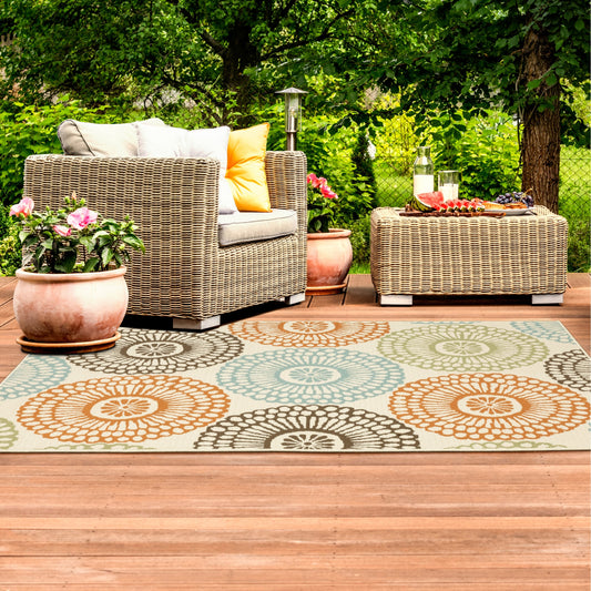 Vista Home Malta Medallions Mehrfarbiger Indoor-Outdoor-Teppich