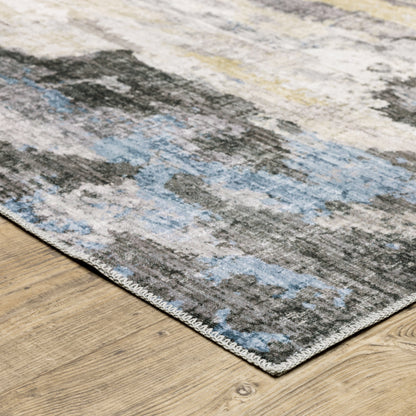 Vista Home Marissa, waschbarer abstrakter Teppich für den Innenbereich, Grau/Blau
