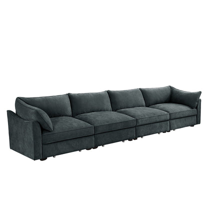 Super Large Wide & Deep Seat 4-Seater Sofa Couch with Storage Pull Out Drawer Under Each Seat
