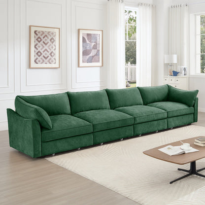 Super Large Wide & Deep Seat 4-Seater Sofa Couch with Storage Pull Out Drawer Under Each Seat